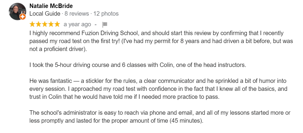 Fuzion driving 8-min Fuzion Driving Reviews